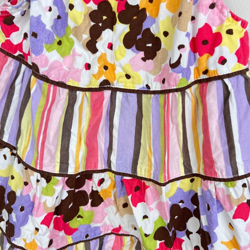 Gymboree Floral Striped Sundress Kids 3T Tiered Ruffle Tie Shoulder Multicolor - Picture 6 of 8